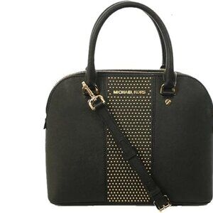 Euc Michael Kors Cindy Black Leather Shoulder Bag Crossbody Purse